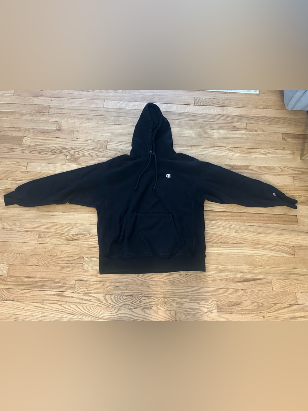 Champion Black Pullover Hoodie with Small Logo Men’s XL